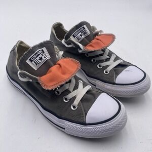Converse Chuck Taylor All Star Low Top Shoes Womens 9 Double Tongue Gray Canvas